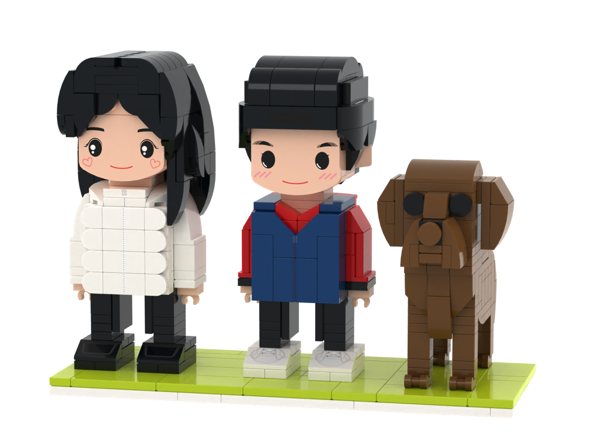 Personalized 1 People Fully Body People With Dog and Cat Pets Family Gifts - MyCustomBrickFigures