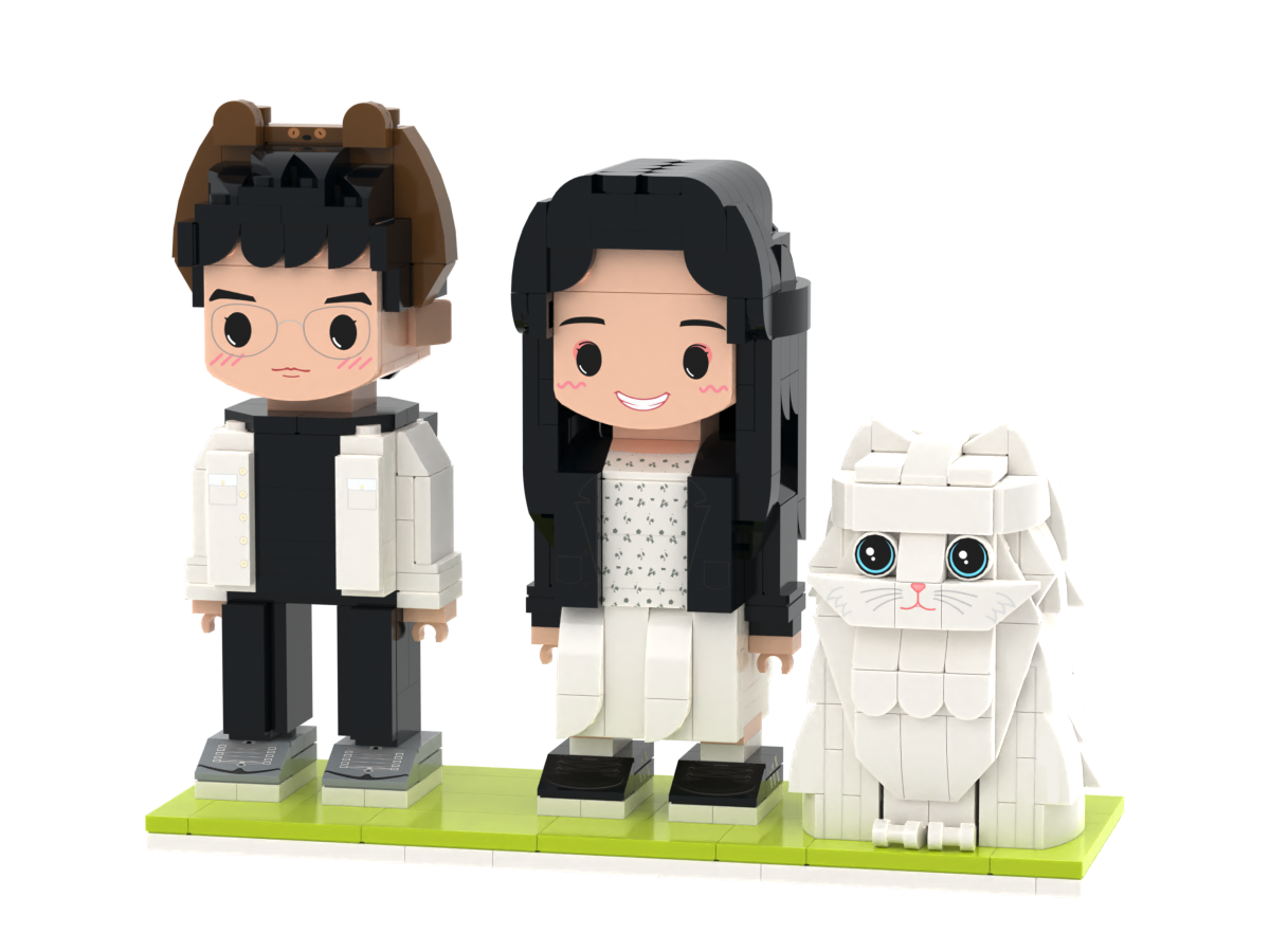 Personalized 1 People Fully Body People With Dog and Cat Pets Family Gifts - MyCustomBrickFigures