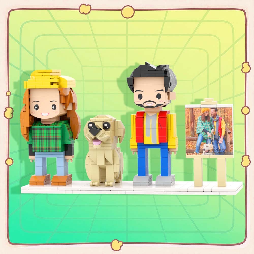 Customizable Full Body 2 People Brick Figures Persaonalized Brick Figures with  Pets Gift for Couple - MyCustomBrickFigures