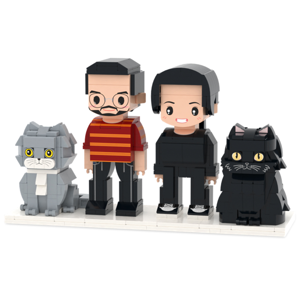Personalized 1 People Fully Body People With Dog and Cat Pets Family Gifts - MyCustomBrickFigures