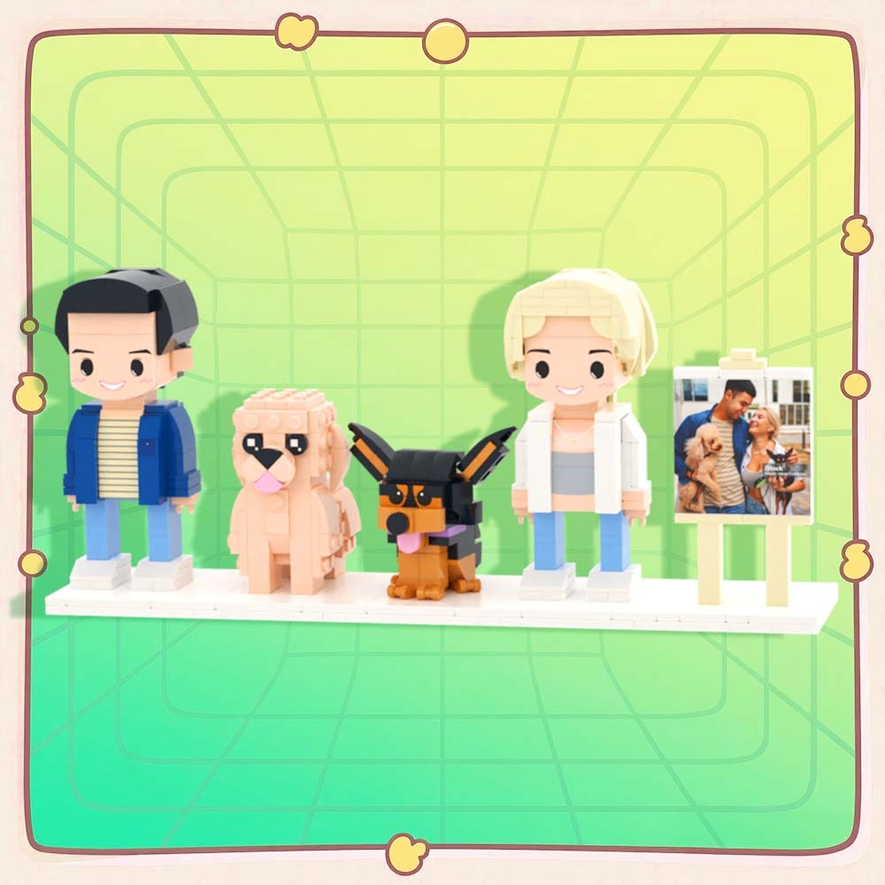 Customizable Full Body 2 People Brick Figures Persaonalized Brick Figures with  Pets Gift for Couple - MyCustomBrickFigures