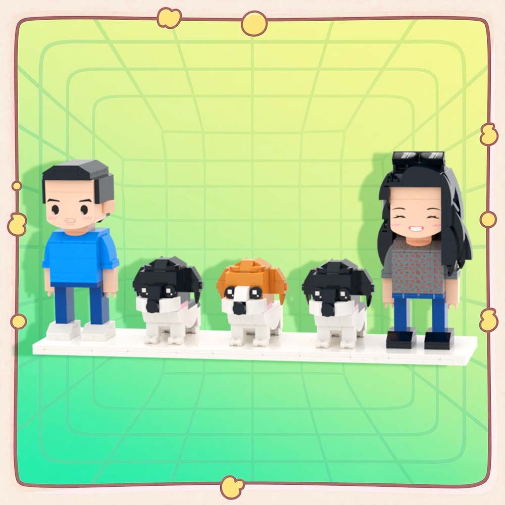 Customizable Full Body 2 People Brick Figures Persaonalized Brick Figures with  Pets Gift for Couple - MyCustomBrickFigures