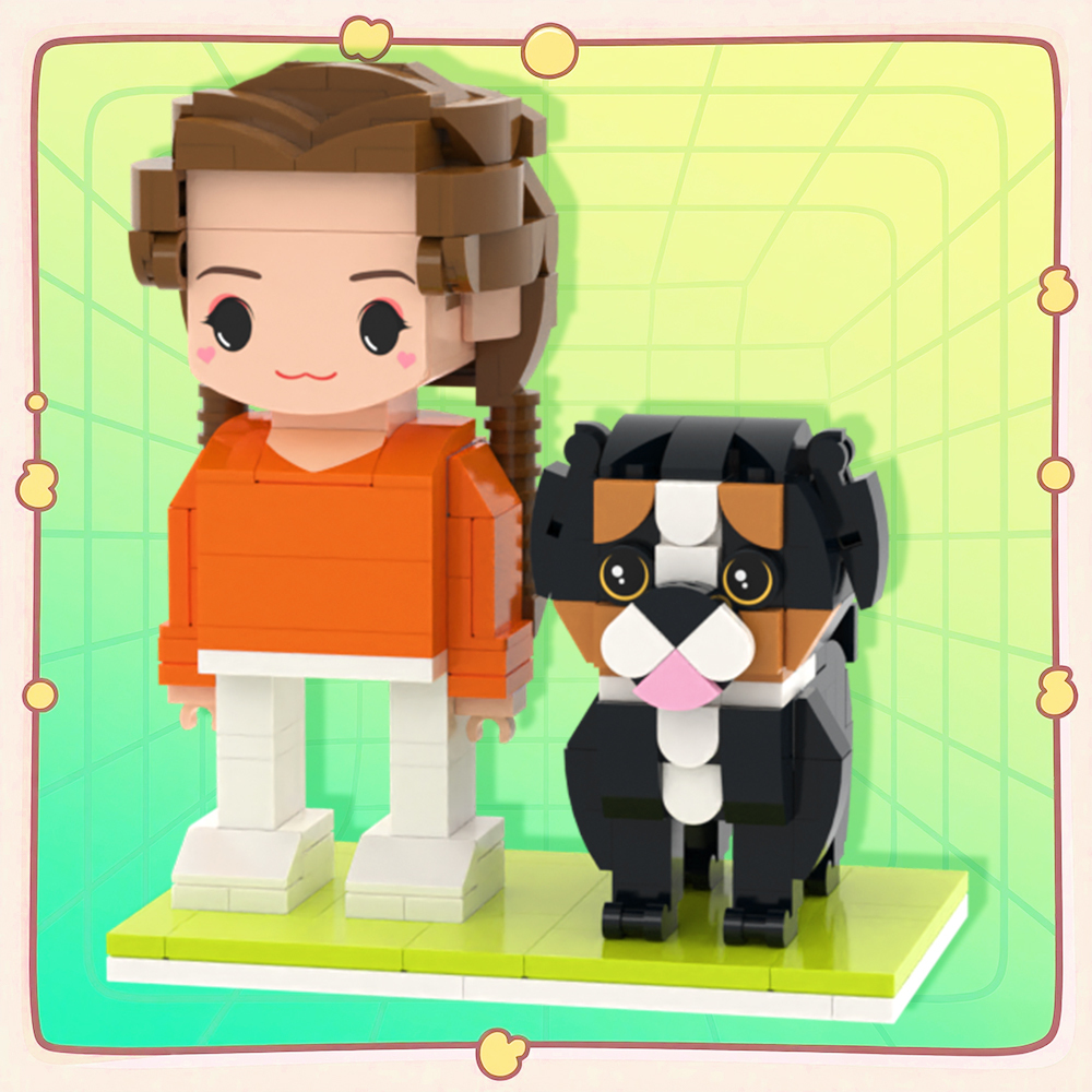 Personalized 1 People Fully Body People With Dog and Cat Pets Family Gifts - MyCustomBrickFigures