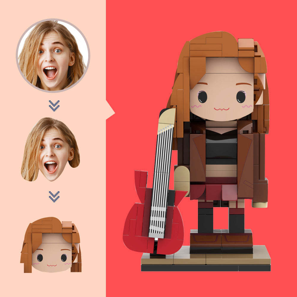 Custom Guitarist Brick Figure Custom Head Figures Small Particle Block Toy Customizable Brick Art Gifts - MyCustomBrickheadz