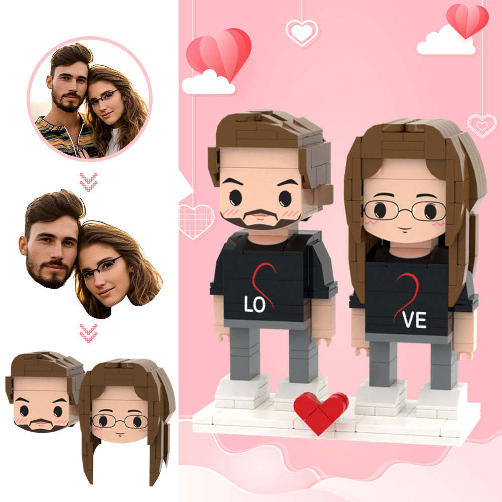 Valentine's Day Gifts Custom Head 2 People Cute Brick Figures LOVE Brick Figures - MyCustomBrickheadz