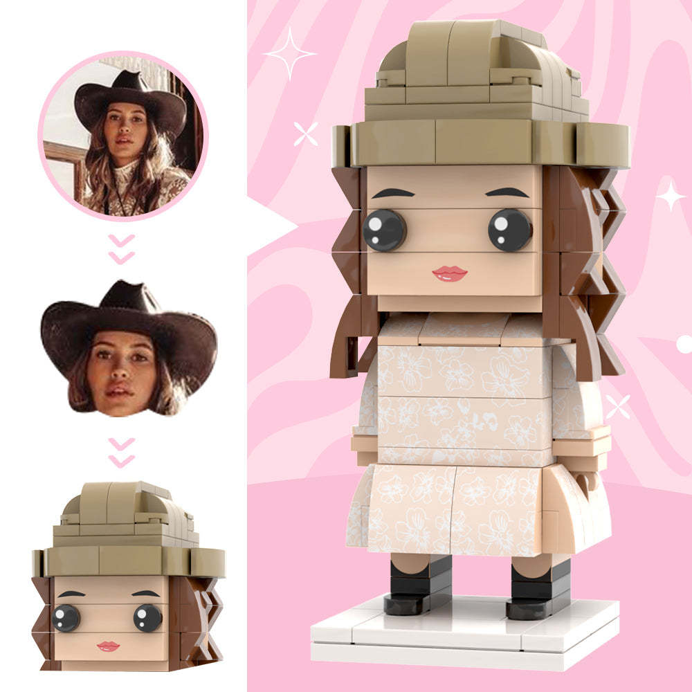 Beautiful Wedding Dress For Wife Custom Head Brick Figures Personalized Brick Figures Small Particle Block Wedding Anniversary Gift For Newly Married Bride - MyCustomBrickheadz