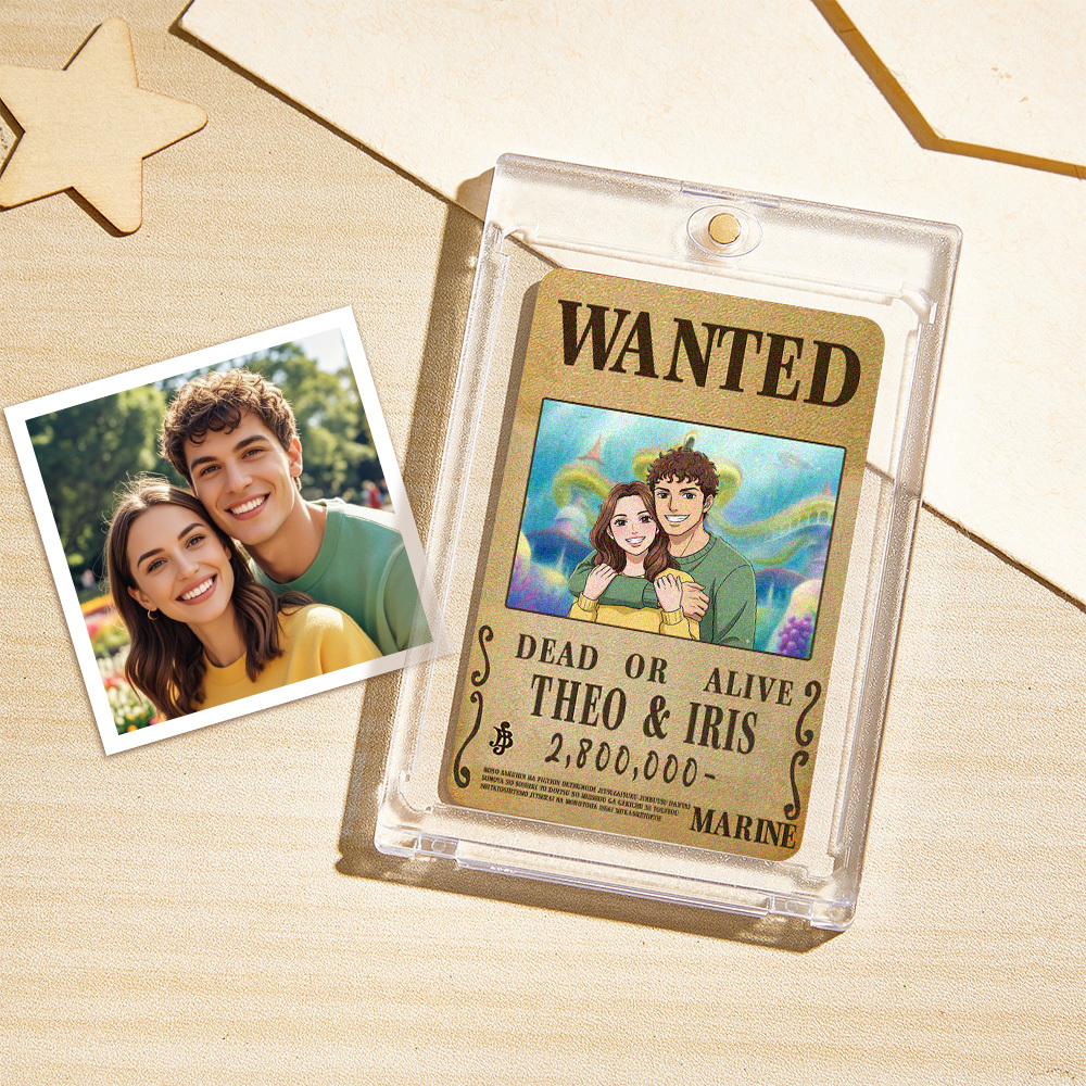 Custom Anime Bounty Couple Portrait Card Personalized Anime Style Wanted Card Portrait Unique Captains' Couple Portrait Card Gift for Lover - MyCustomBrickFigures
