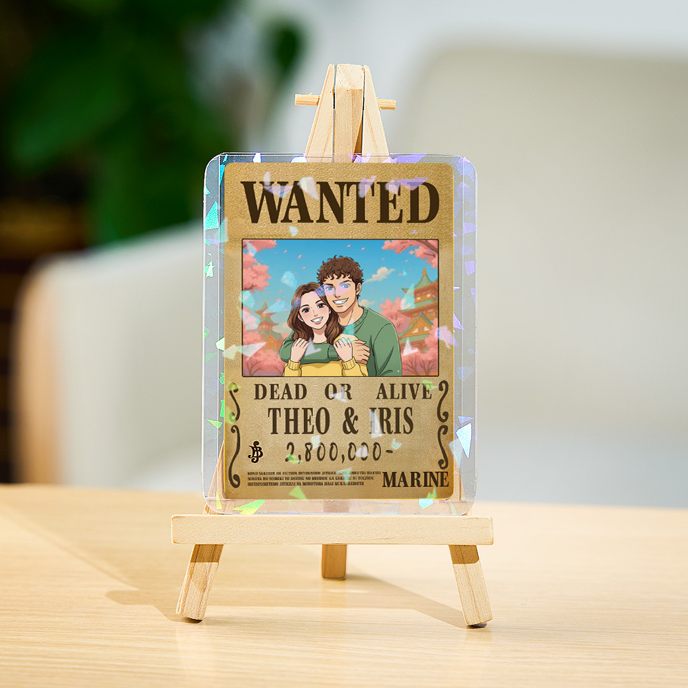 Custom Anime Bounty Couple Portrait Card Personalized Anime Style Wanted Card Portrait Unique Captains' Couple Portrait Card Gifts for Lover