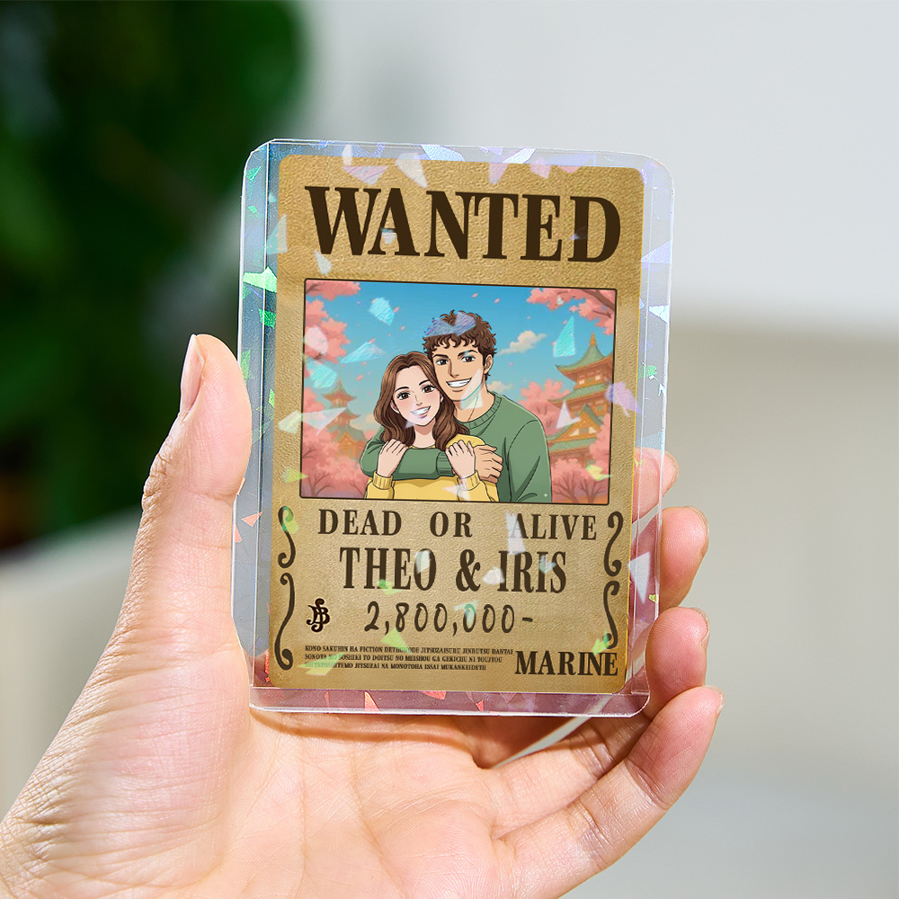Custom Anime Bounty Couple Portrait Card Personalized Anime Style Wanted Card Portrait Unique Captains' Couple Portrait Card Gifts for Lover - MyCustomBrickFigures