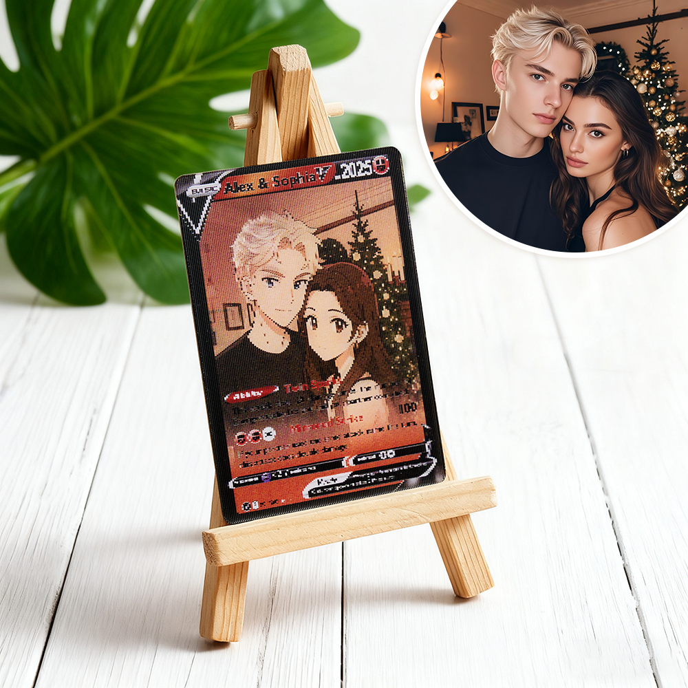 Custom Couple Anime Magic Lenticular Pokecard Unique Gift for Couples - MyCustomBrickFigures