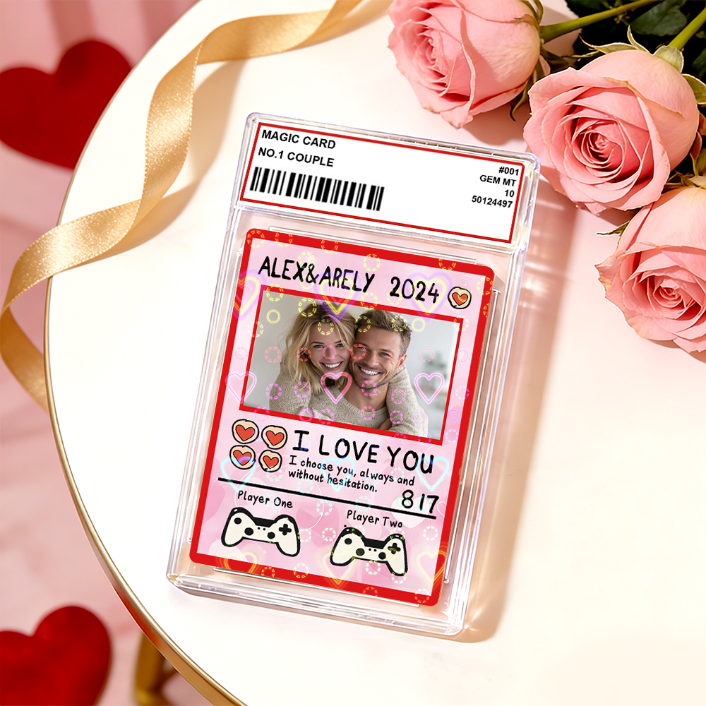 Personalized Valentine’s Day Power Couple Card, Custom Anniversary Card Couple Photo Anime Style, Best Valentine's Day Gift for Lover - MyCustomBrickFigures