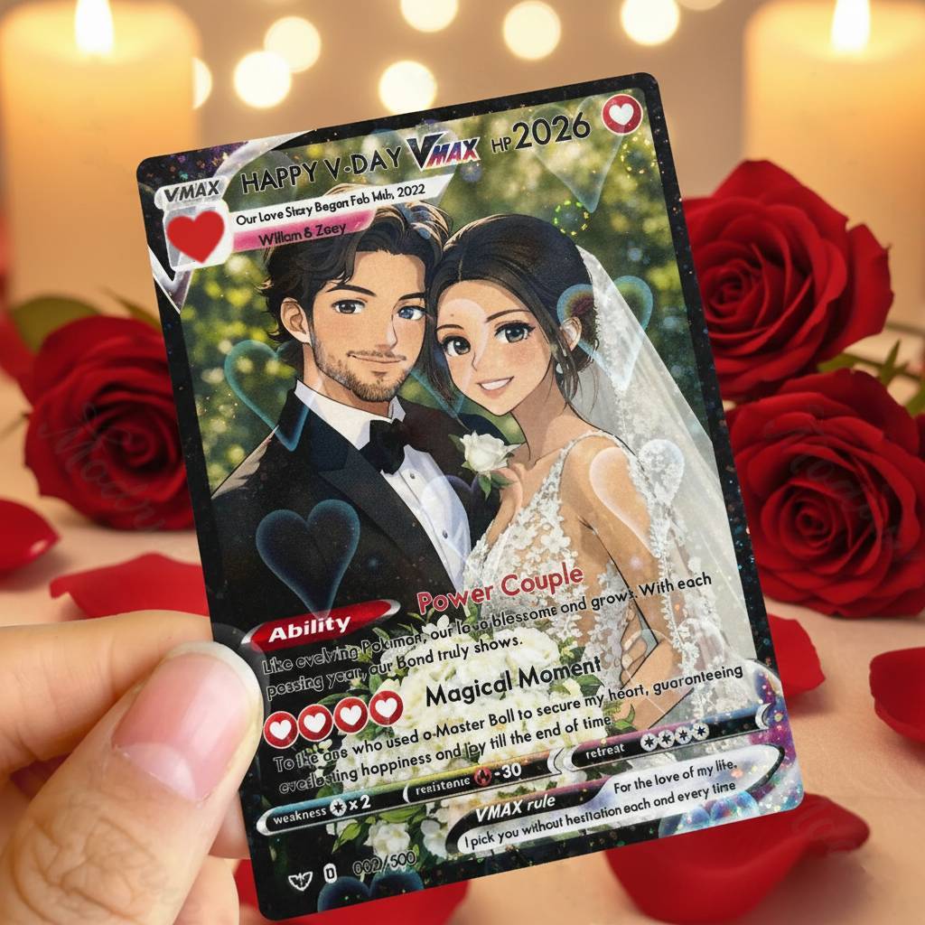 Personalized Photo Anime VMAX Card Fantasy Game Anime Card Valentine's Day Gift for Couple - MyCustomBrickFigures