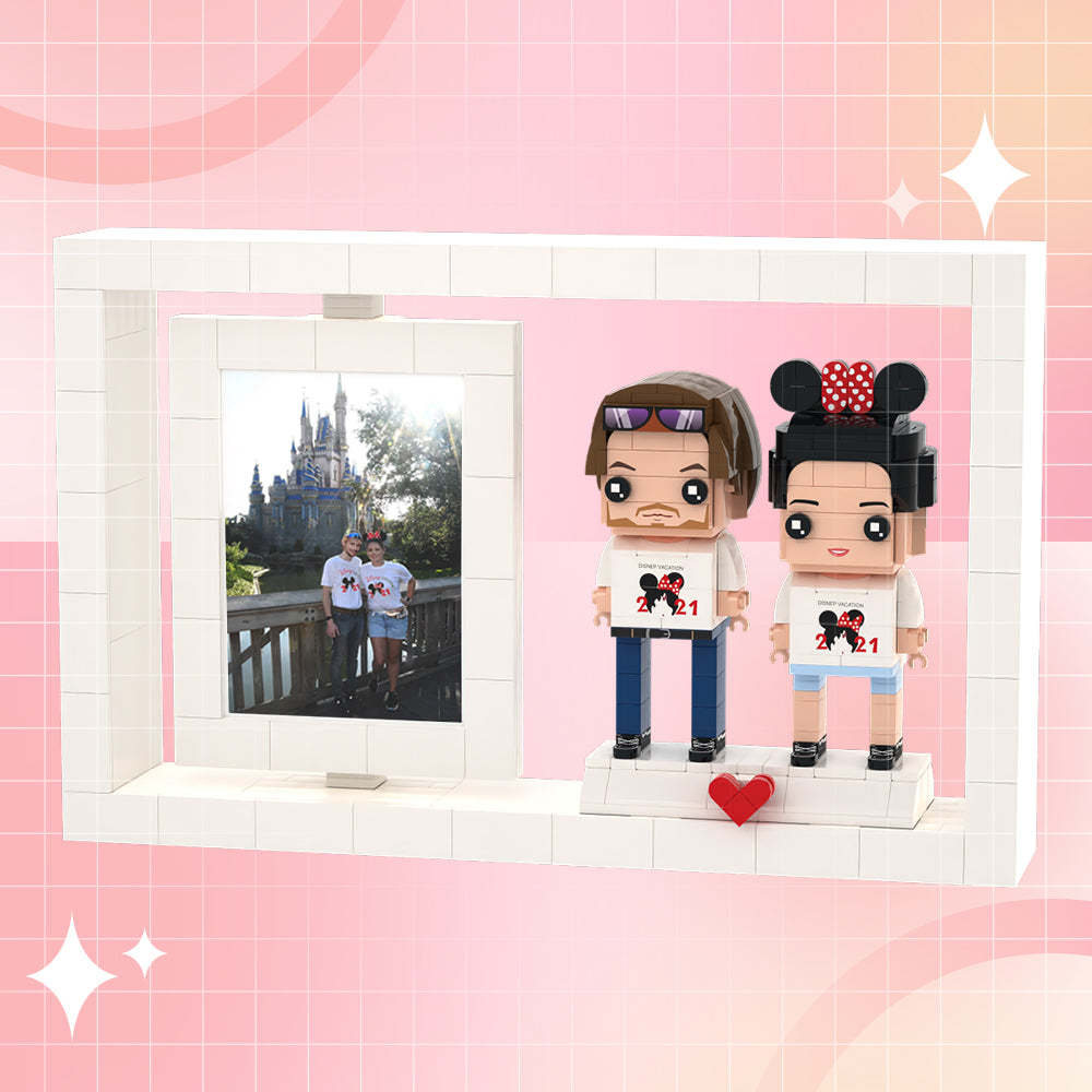 フルボディ カスタマイズ可能 2 人 お土産 カスタム ブリック フィギュア フォト フレーム 小粒子 ブロック ブリック ミー フィギュア - 