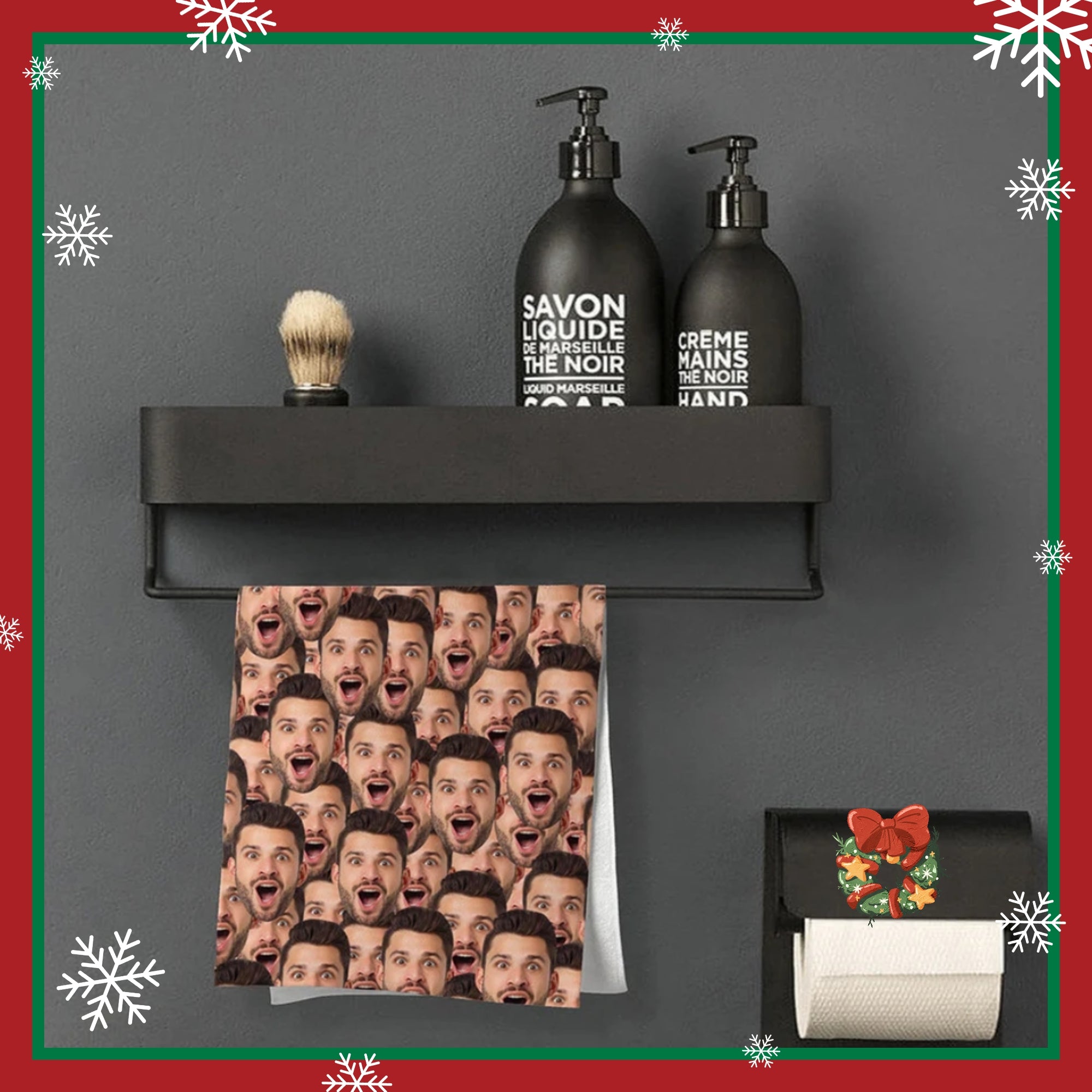 カスタムフェイスシームレスタオルパーソナライズされた写真タオルおもしろいクリスマスプレゼント