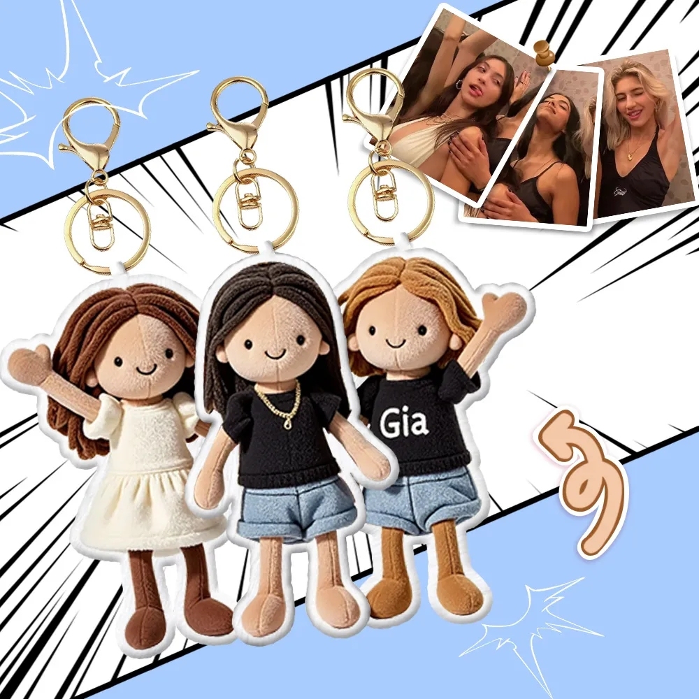 パーソナライズされた写真ぬいぐるみ人形キーチェーン Mini Me ぬいぐるみキーチェーン お子様へのギフト-5
