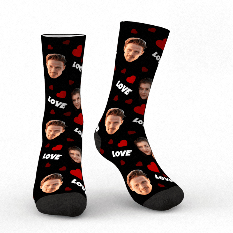 3Dプレビューカスタムフェイスソックス-パーソナライズされたフォトソックス家族へのギフト-愛