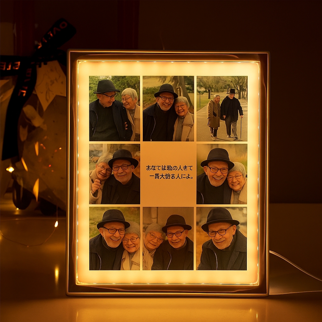 カスタム Diy ナイトライトカップルフォトフレーム友人誕生日ギフトミラーライト鏡ライト 写真が映る鏡 オーダーメイド鏡-多機能