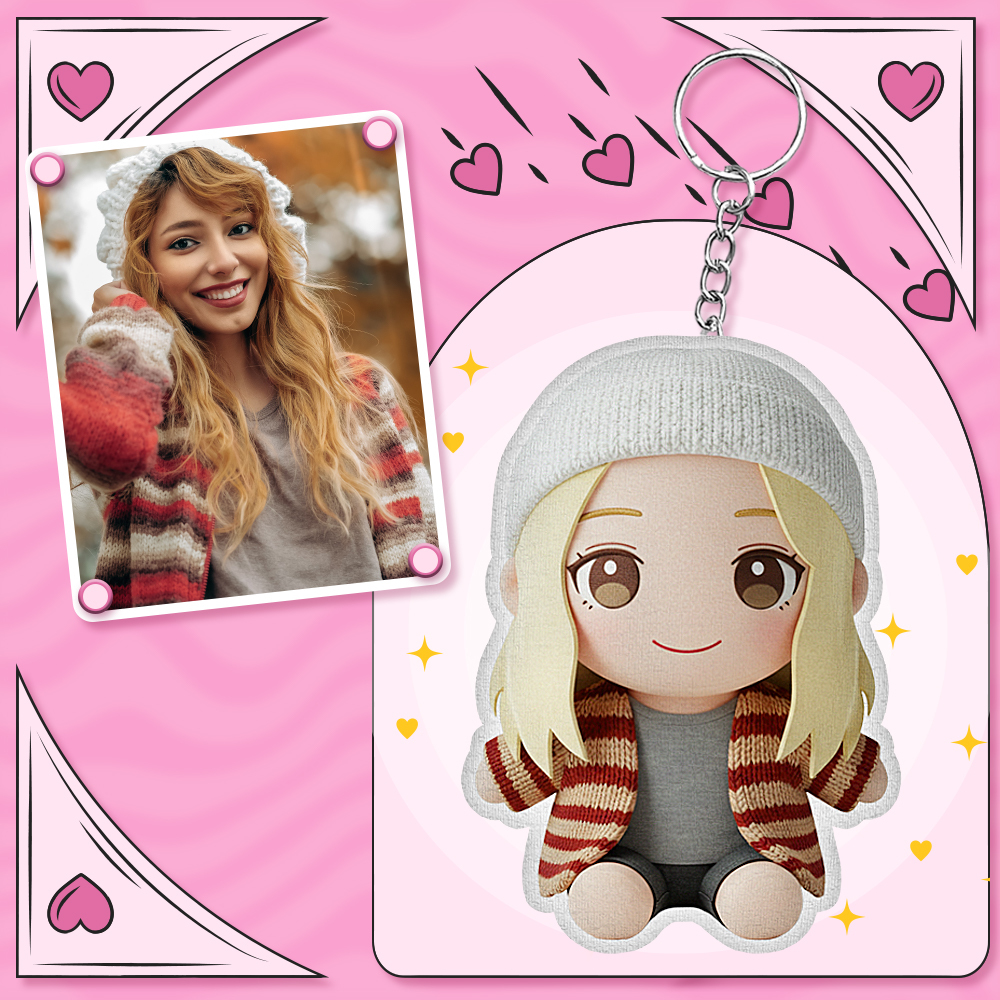 カスタム写真ぬいぐるみ人形キーチェーン パーソナライズされた漫画ミニミーぬいぐるみキーチェーン 彼へのギフト -