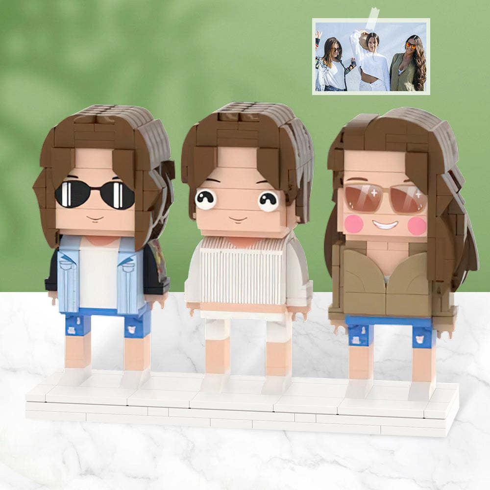 ガールフレンドへのギフト フルボディ カスタマイズ可能 3人 カスタム・ブリックフィギュア 小粒子ブロック - 