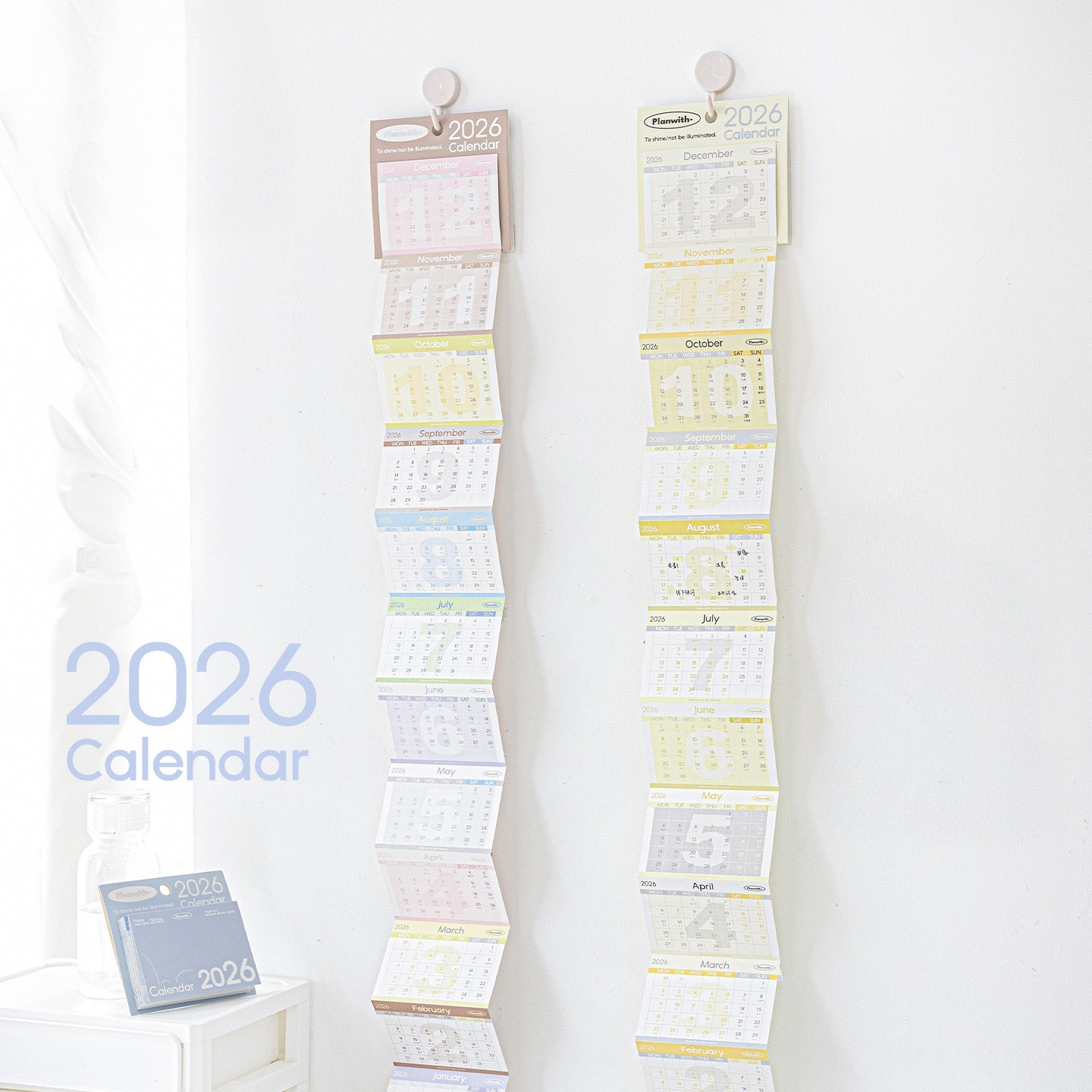 2026年メモリアルカレンダー 365日卓上カレンダー 2026年パンチカードカレンダー かわいいカレンダー