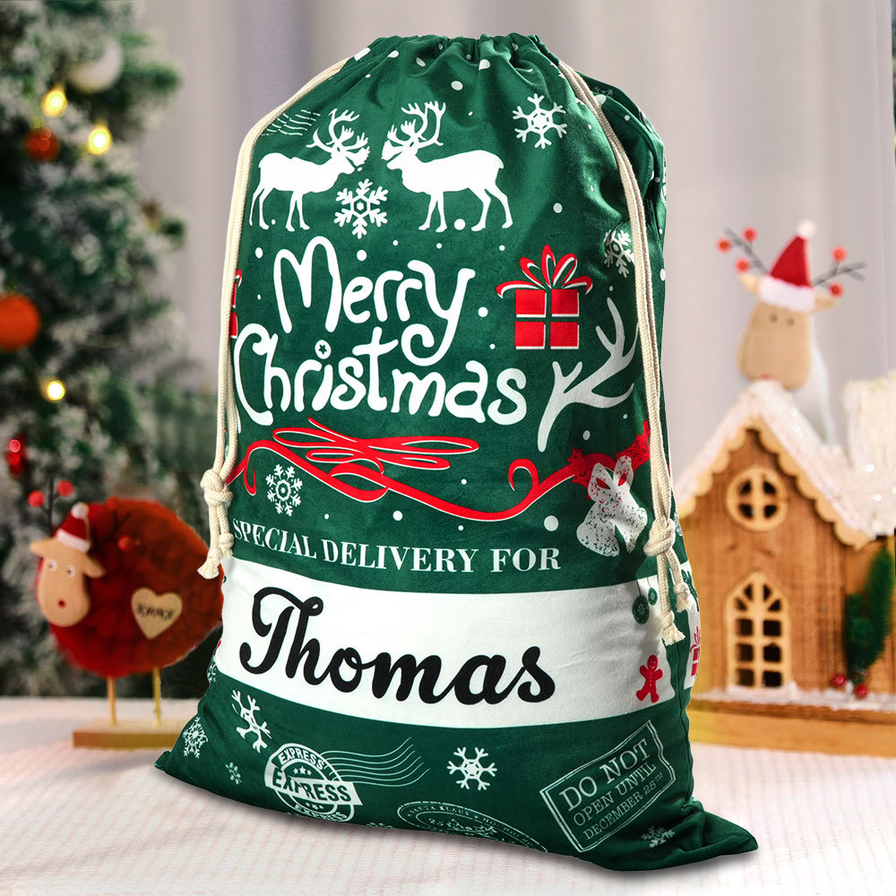 カスタム名入りギフトバッグ パーソナライズされたクリスマスサンタサック ギフト用 子供へのクリスマスプレゼント - MademineJP