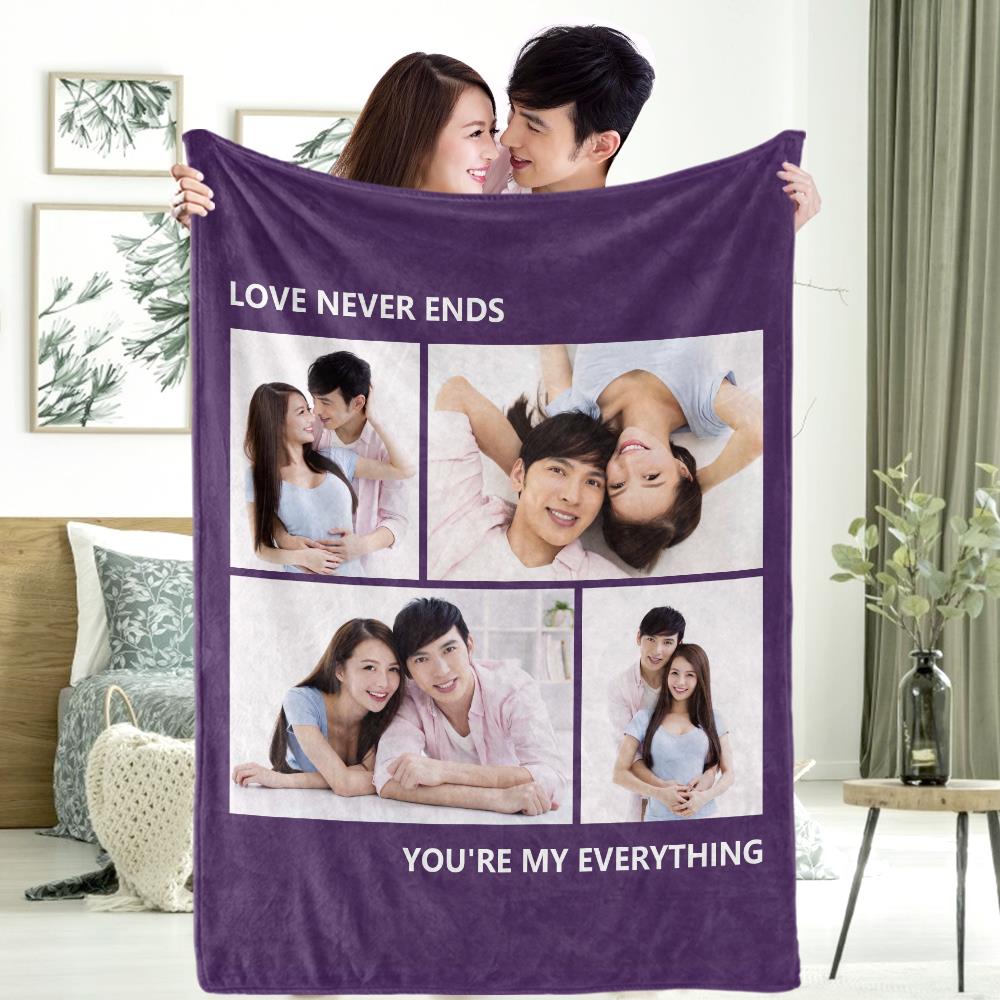 カップルへのギフト-オーダーメイドタオルケット-写真入り可能なブランケット