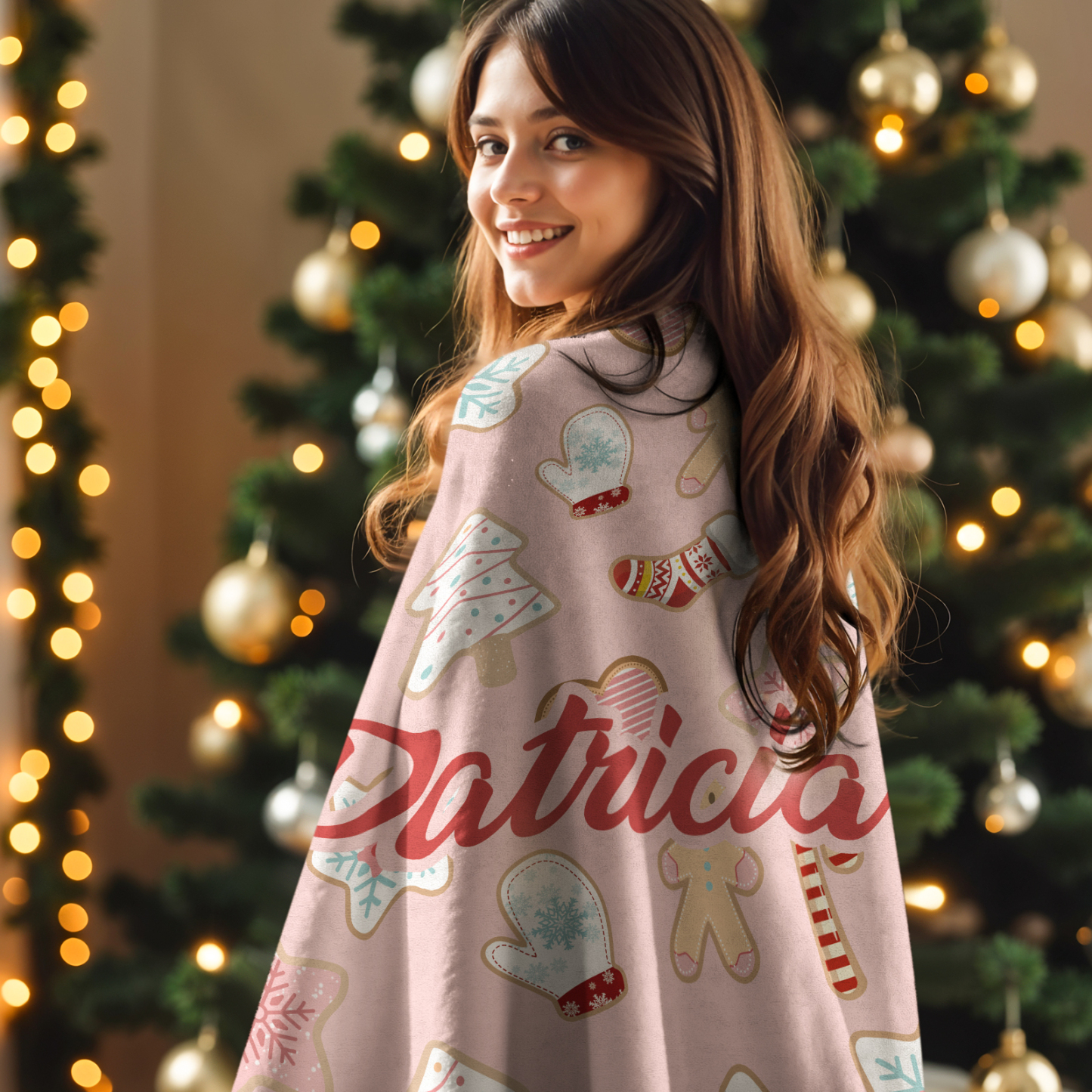 カスタムクリスマスブランケット パーソナライズされた名前入りブランケット 家族用名前入りブランケット - MademineJP