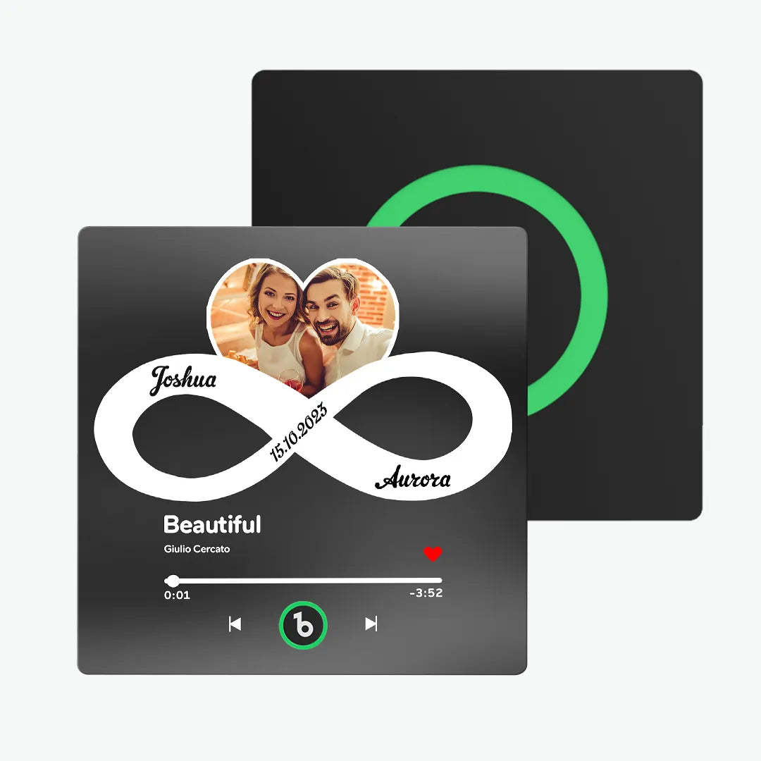 カスタム音楽冷蔵庫用マグネット カラフルなフレーム付き パーソナライズされたアルバム 無限の愛の冷蔵庫用マグネット 曲を再生できます カップルへのギフトに最適 -