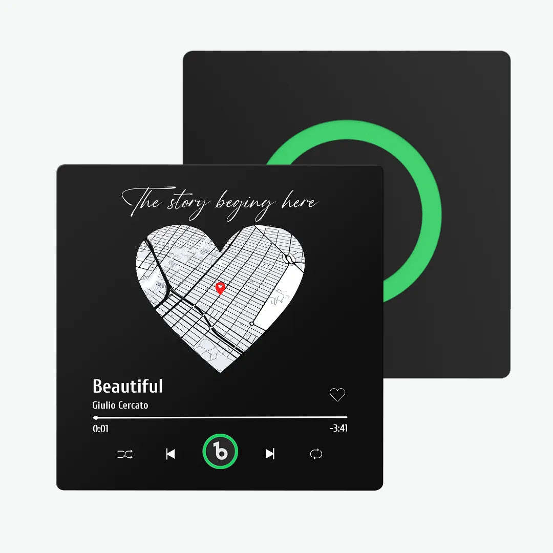 カスタム音楽冷蔵庫マグネット カラフルなフレーム付き パーソナライズされたハートマップ冷蔵庫マグネット 写真付き カップルへの記念日ギフト -