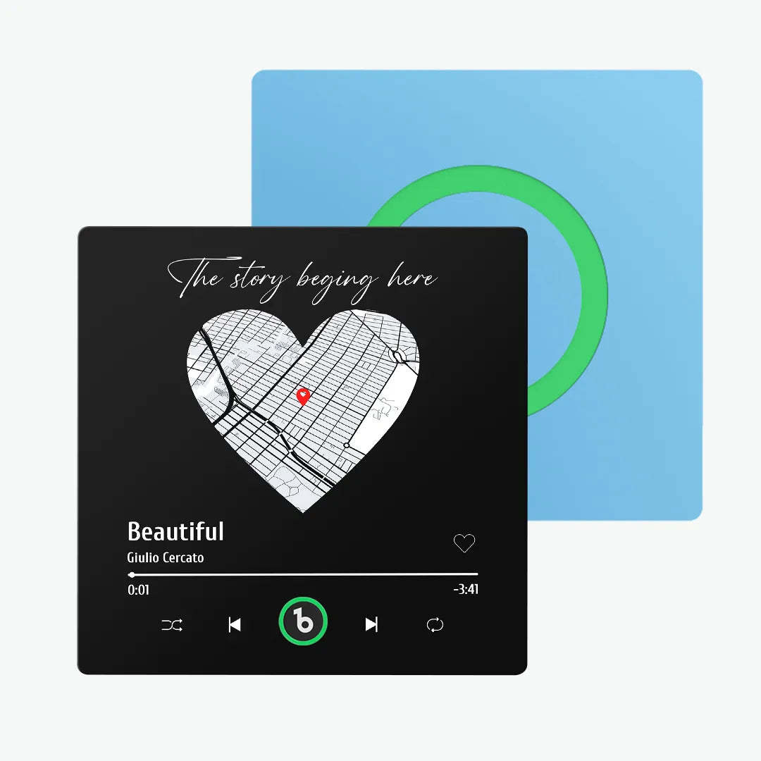 カスタム音楽冷蔵庫マグネット カラフルなフレーム付き パーソナライズされたハートマップ冷蔵庫マグネット 写真付き カップルへの記念日ギフト -
