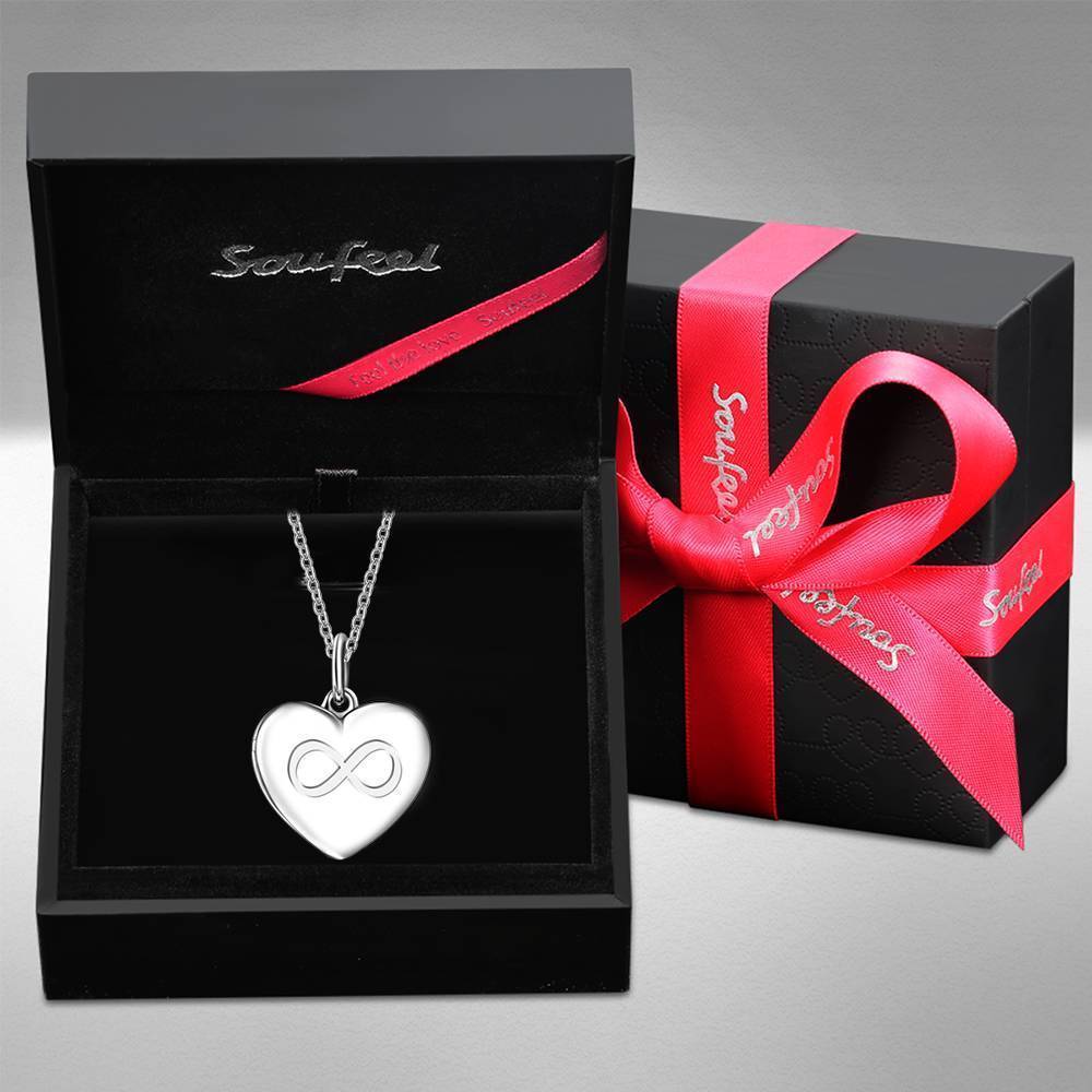 Silver Inifinity Heart Photo Locket With Engraving Name