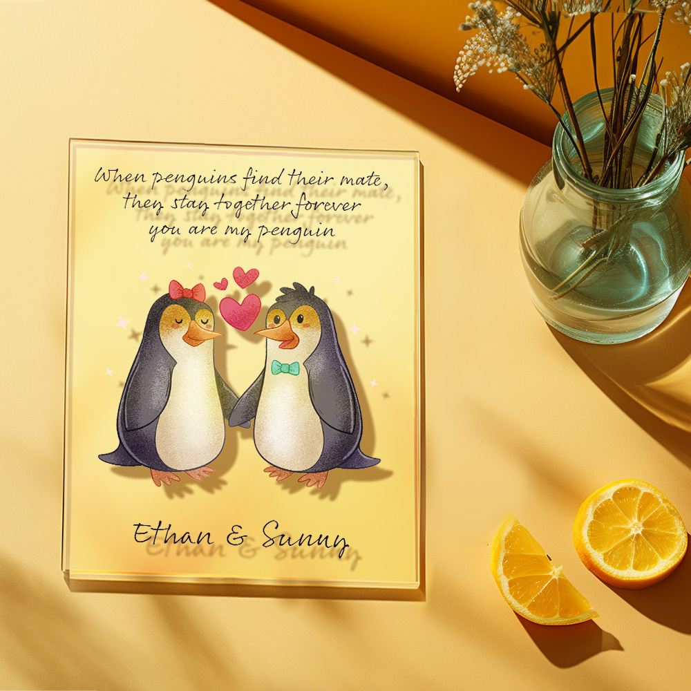 カスタム名ペンギンプラークパーソナライズされた恋人へのバレンタインギフトガールフレンドへのバレンタインギフト - MademineJP