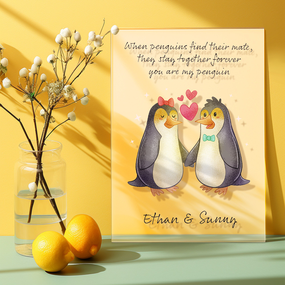 カスタム名ペンギンプラークパーソナライズされた恋人へのバレンタインギフトガールフレンドへのバレンタインギフト - MademineJP