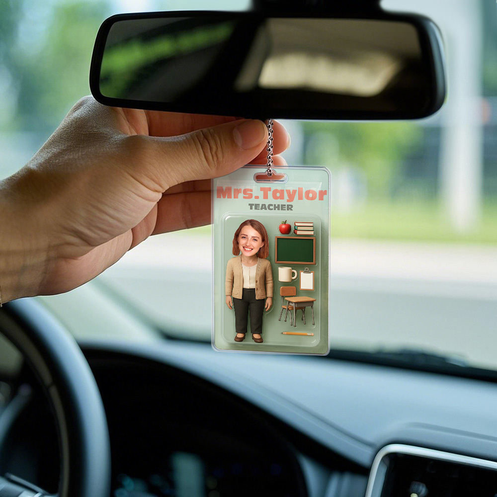 カスタム3d効果アクションフィギュアカスタマイズ可能なヘッドパッケージおもちゃ箱スタイルのアートギフトパーソナライズされたアクリルカーハンガー教師へのギフト -