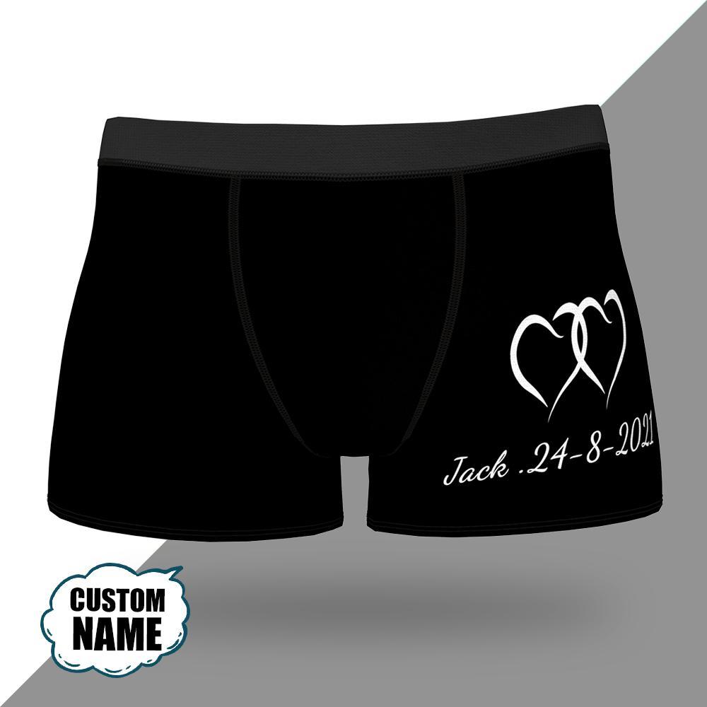記念日プレゼント-カスタム名前ボクサー-パーソナライズされた下着-名前入れ可能な記念日のギフトハートマーク