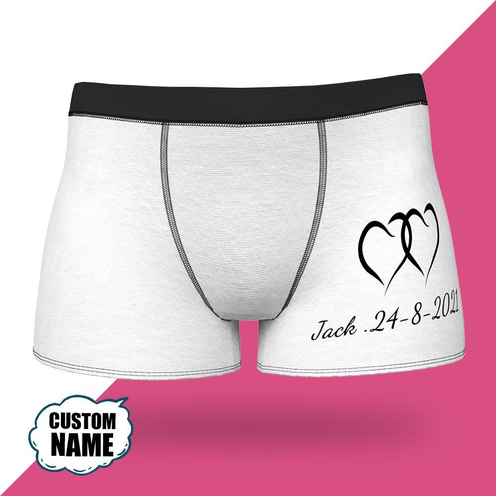 記念日プレゼント-カスタム名前ボクサー-パーソナライズされた下着-名前入れ可能な記念日のギフトハートマーク