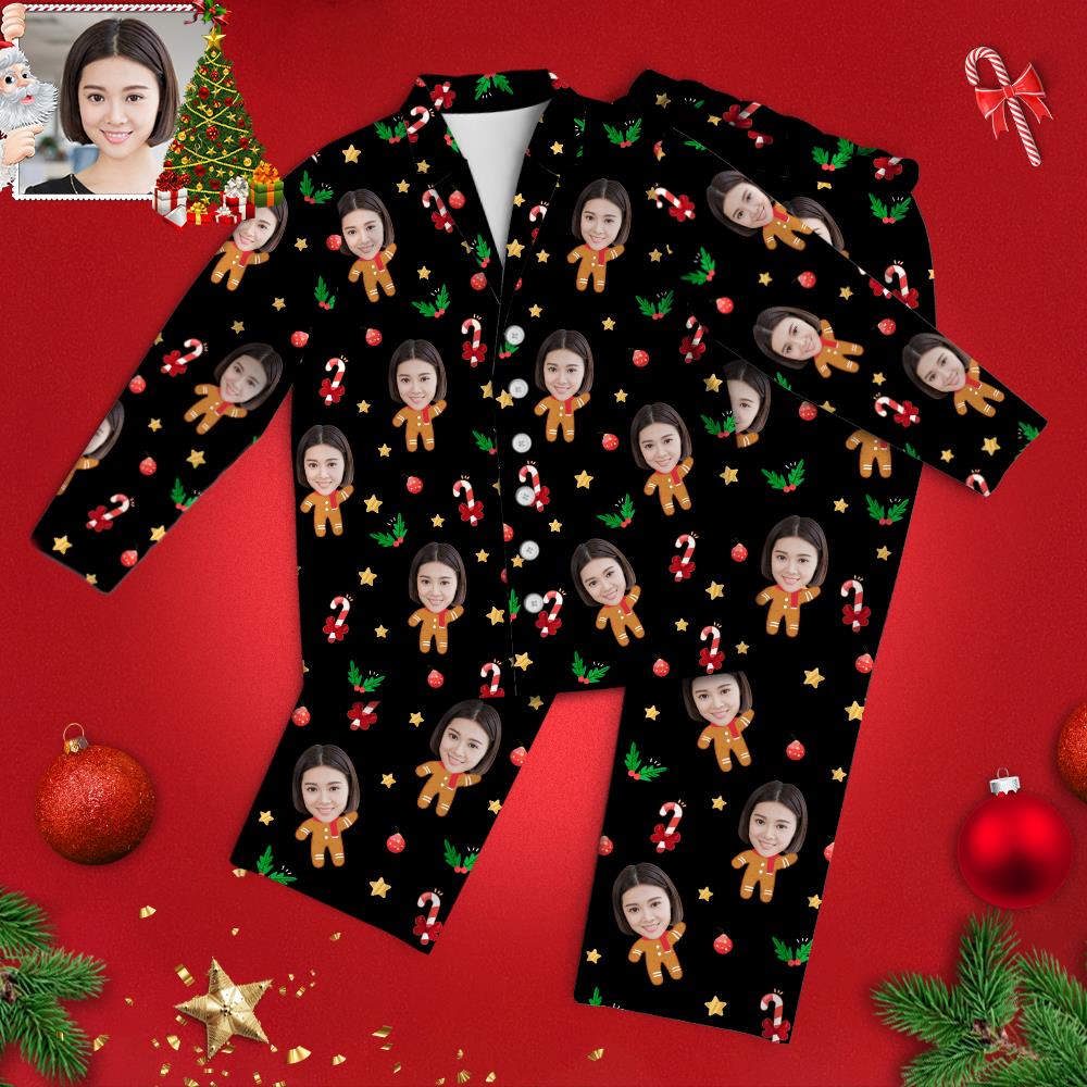 カスタムフォトパジャマ－写真入り可能なオリジナルクリスマスパジャマ-ジンジャーブレッド人