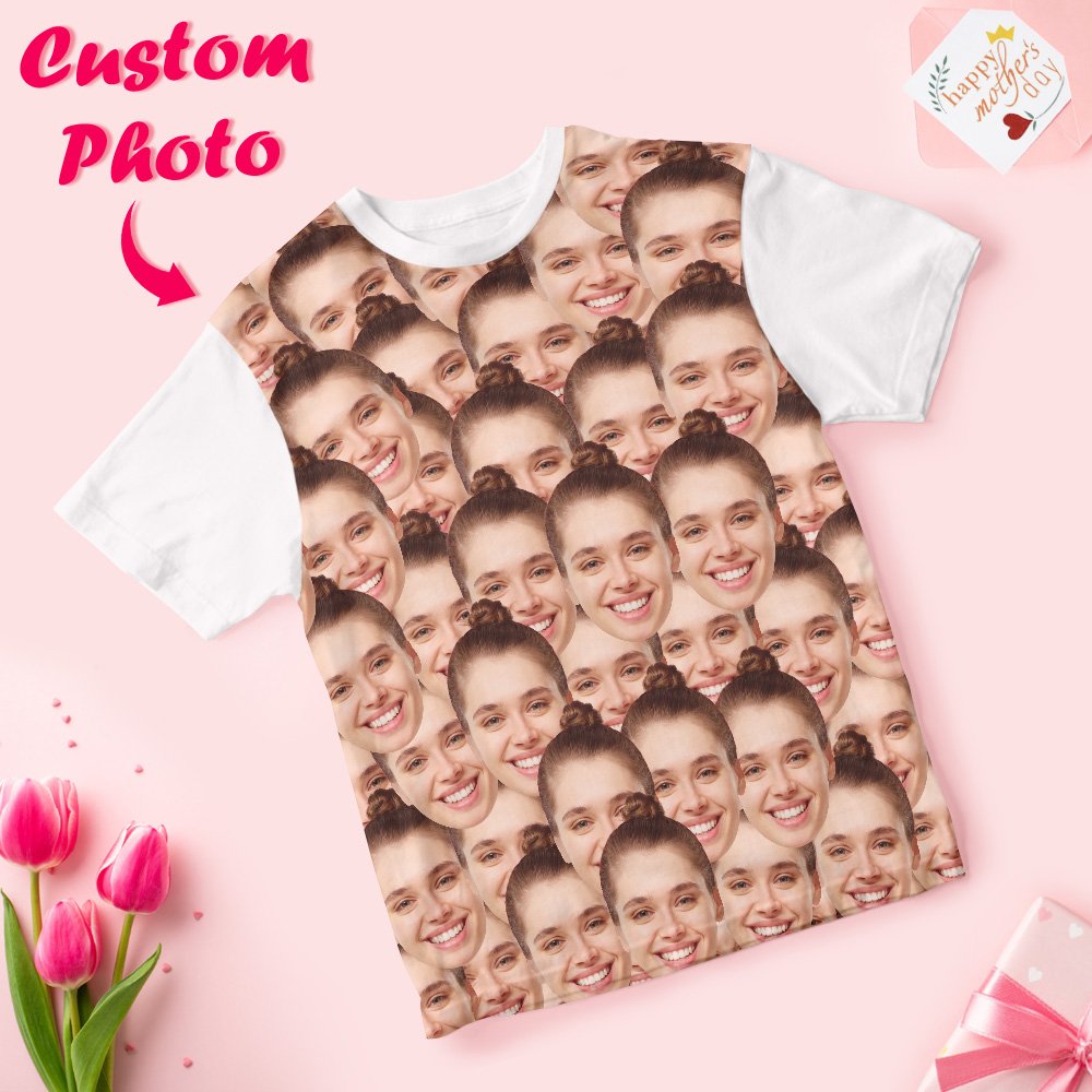 カスタムマッシュフェイスtシャツ,フェイス付きカスタムシャツ,パーソナライズされたフェイスマッシュシャツ(前面のみ)