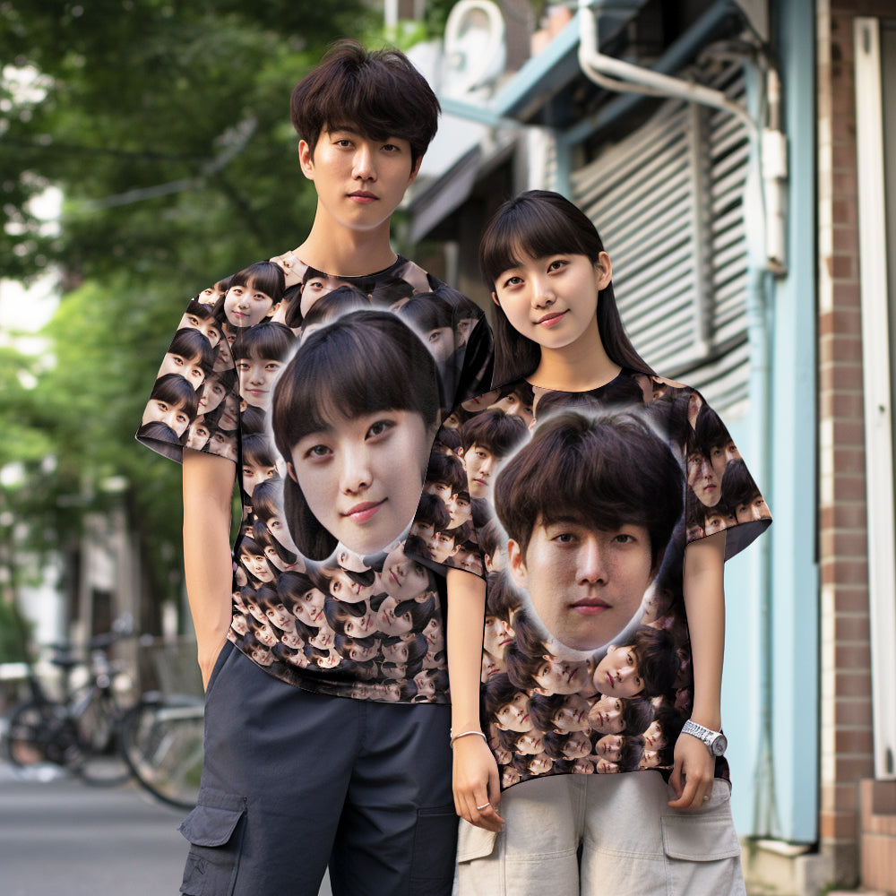カスタムフォトTシャツ-写真入り可能なオリジナルTシャツ‐面白いTシャツ顔シームレス