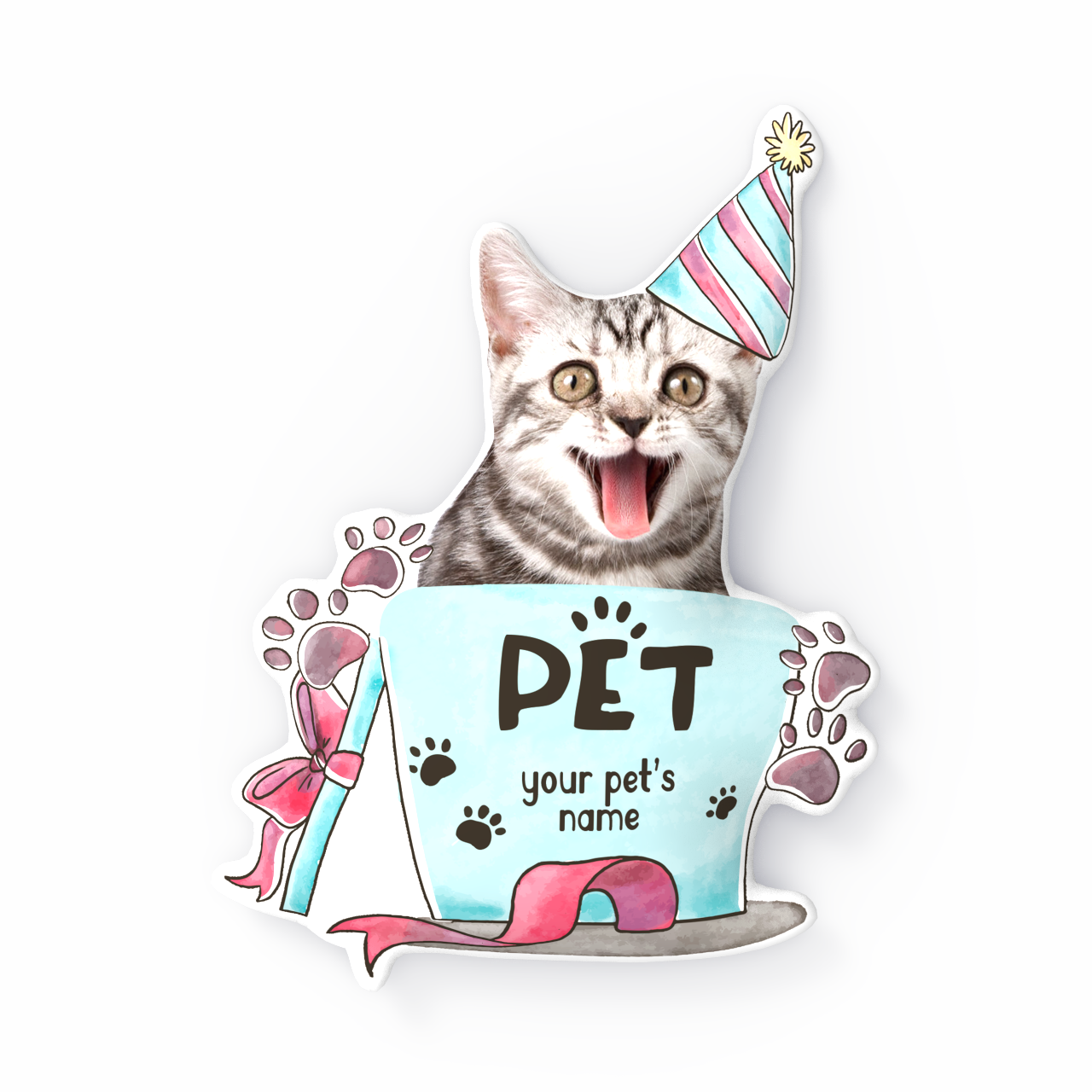 パーソナライズで写真入りオーダーメイドクッション3Dポートレート枕-カップで小さなペットへ