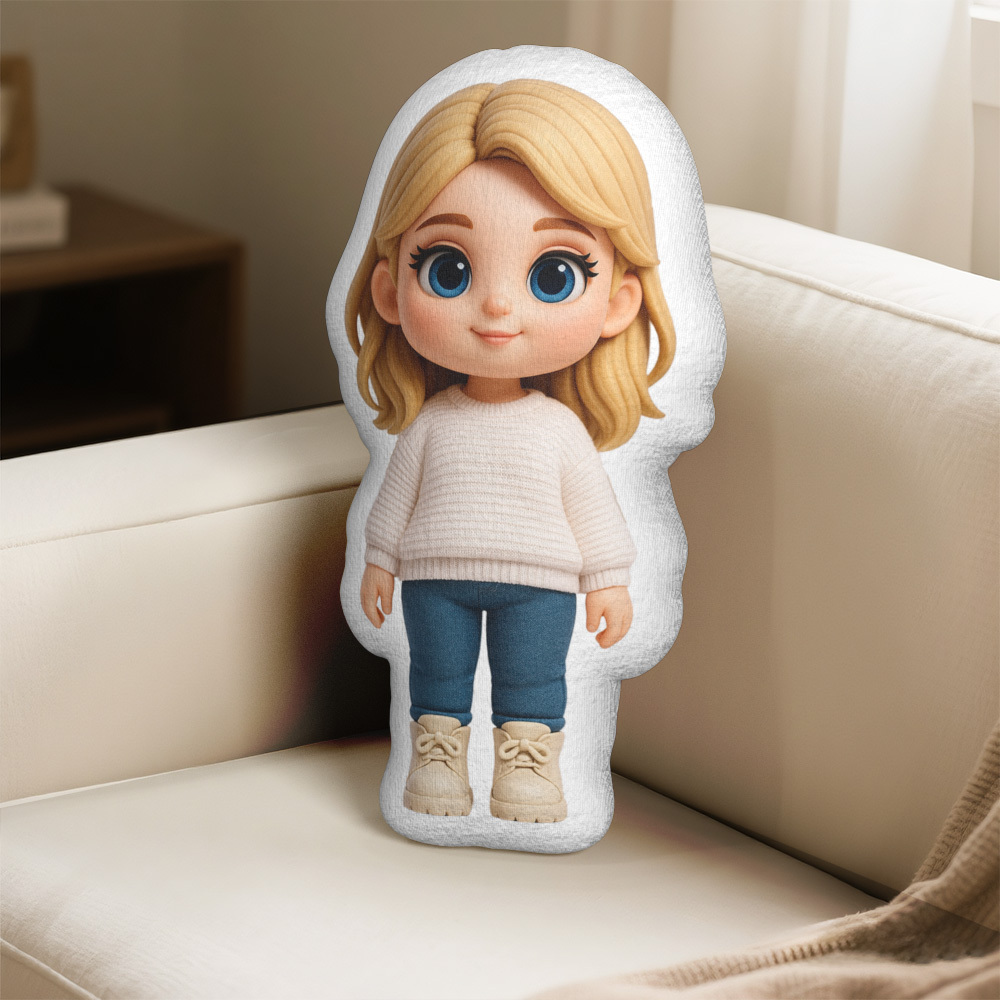 カスタムピクセルアート枕,カスタムピクセルミニムスローピロー,パーソナライズされた顔写真ミニムスロードール - MademineJP