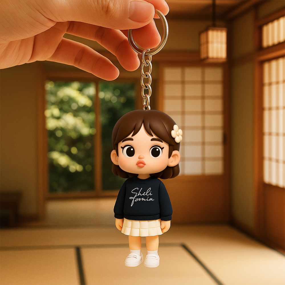 カスタム3d漫画キャラクターキーチェーン.かわいいふくれっ面スタイルのミニフィギュア.お母さん,奥さん,ガールフレンド,娘さん,お友達へのユニークなギフト-6