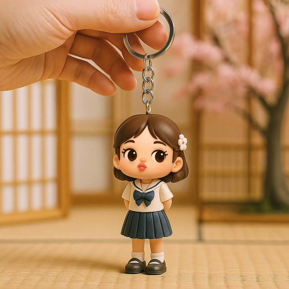 カスタム3d漫画キャラクターキーチェーン.かわいいふくれっ面スタイルのミニフィギュア.お母さん,奥さん,ガールフレンド,娘さん,お友達へのユニークなギフト-6