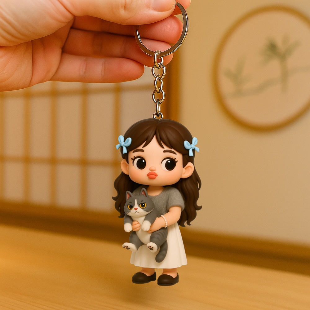 カスタム3d漫画キャラクターキーチェーン.かわいいふくれっ面スタイルのミニフィギュア.お母さん,奥さん,ガールフレンド,娘さん,お友達へのユニークなギフト-6