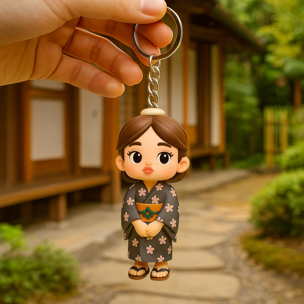カスタム3d漫画キャラクターキーチェーン.かわいいふくれっ面スタイルのミニフィギュア.お母さん,奥さん,ガールフレンド,娘さん,お友達へのユニークなギフト-6