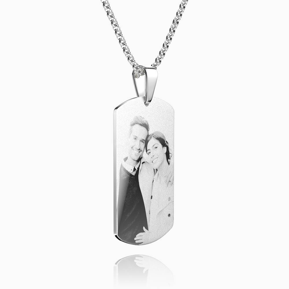 Women's Stainless Steel Photo Dog Tag Engraved Photo Pendant
