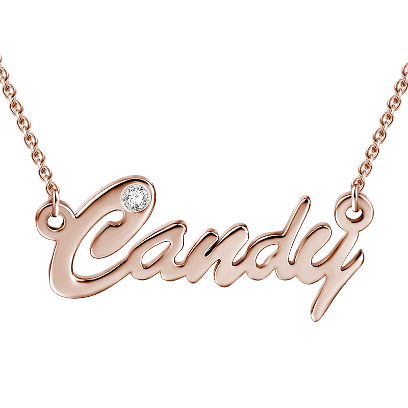 0.02CT Diamond Name Necklace Rose Gold