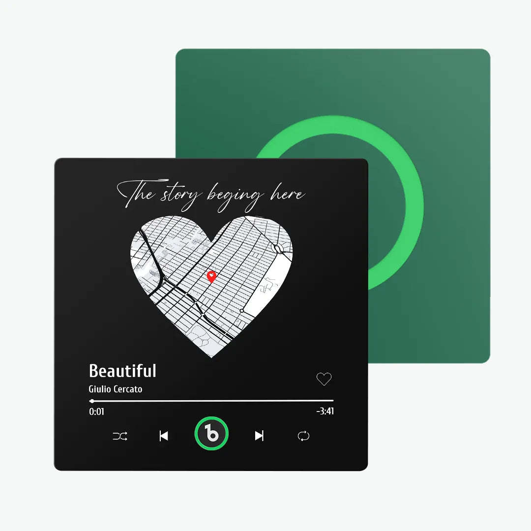 カスタム音楽冷蔵庫マグネット カラフルなフレーム付き パーソナライズされたハートマップ冷蔵庫マグネット 写真付き カップルへの記念日ギフト -