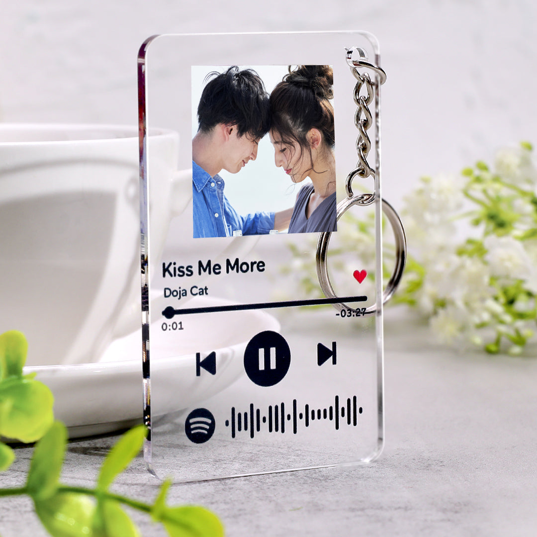 カスタムミュージックキーホルダ‐オンラインで自由にカスタマイズデザイン可 スキャン可能なミュージックコード画像付き