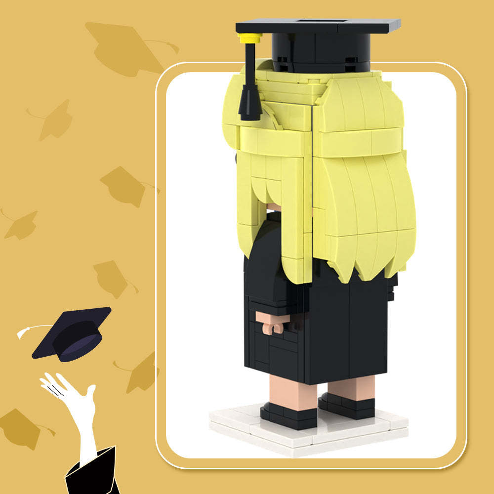 卒業記念ギフトフルボディカスタマイズ可能 1 人詳細バージョンカスタムレンガフィギュア小粒子ブロックおもちゃ彼女のための黒青 - 